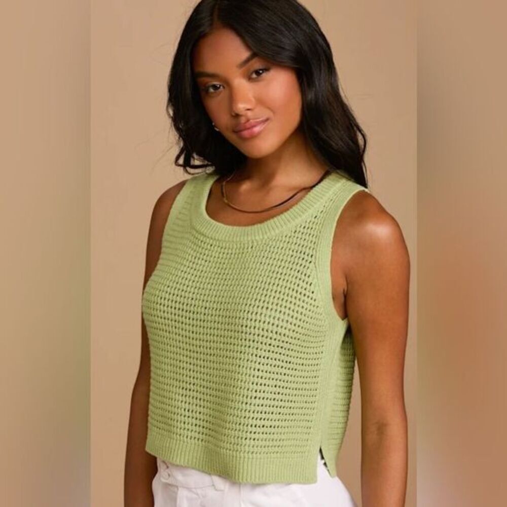 NWOT Wildfox Women’s Pale Green Knit Mesh Crop Tank Top - Size XS